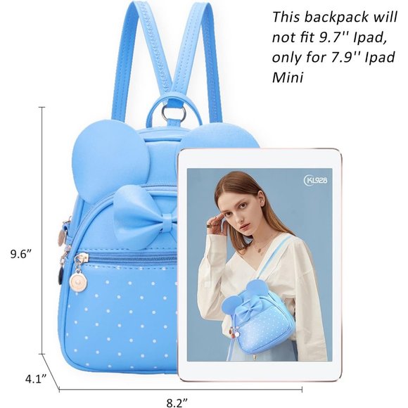 Bowknot Polka Dot Mini Backpack And Convertible Shoulder Bag Purse for Women - Picture 2 of 7